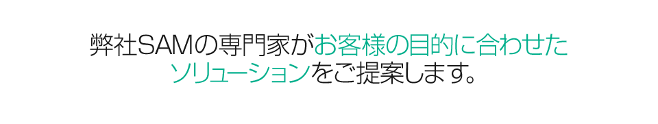 弊社SAMの専門家がお客様の目的に合わせたソリューションをご提案します。