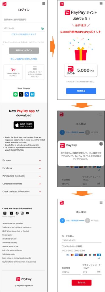 PayPayを装ったフィッシングサイト