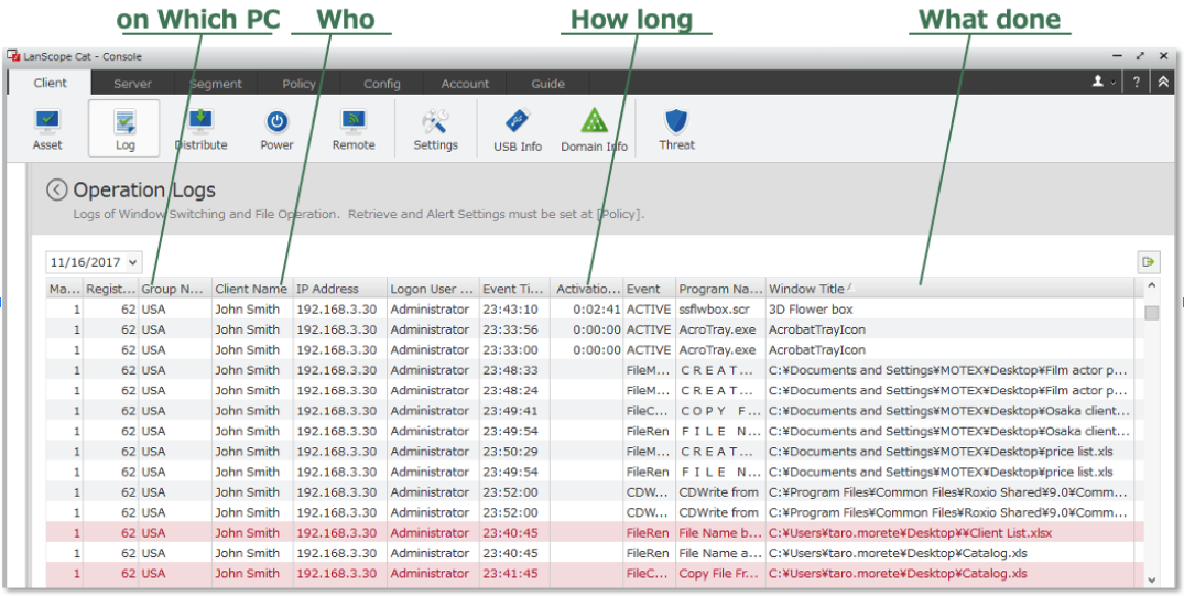 Operations LOG Management|Function|LanScope Cat:Monitoring&Asset ...