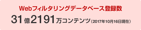 Webフィルタリングデータベース登録数 31億2191万コンテンツ（2017年10月16日現在）