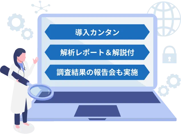 導入カンタン 解析レポート&解析付き 調査結果の報告会も実施