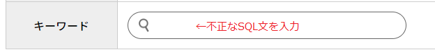 入力フォームへ、不正なSQL文を送信するイメージ